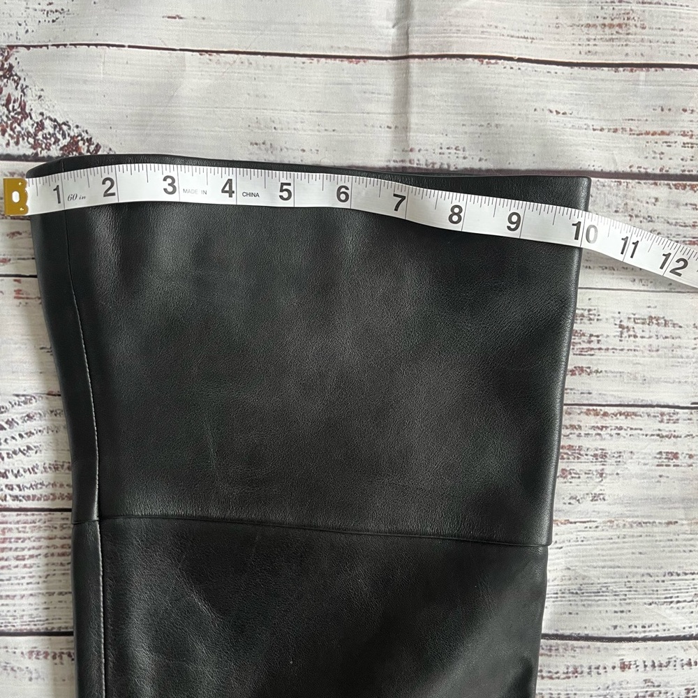 VINCE CAMUTO lana Over the Knee Leather Boot Black Gold Kitten Heel Size 9.5 NEW - Picture 12 of 14
